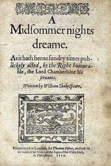 Midsommer nights dreame 1600 Quarto title page (A Midsummer Night's Dream)