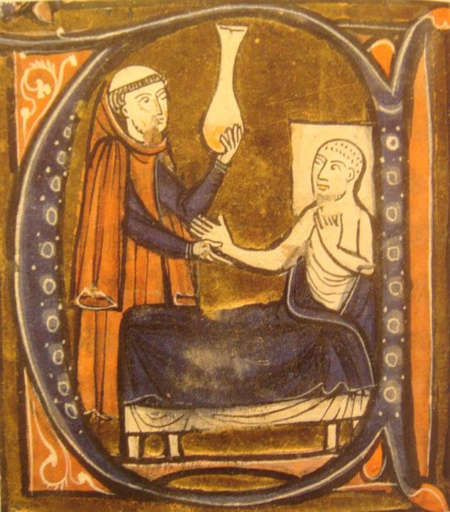 Al-Razi as imagined in a thirteenth-century illumination of Gerard of Cremona's medical translations.