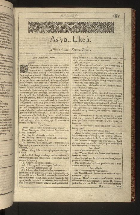 Mr. William Shakespeares Comedies, Histories, & Tragedies or The First Folio (As You Like It)