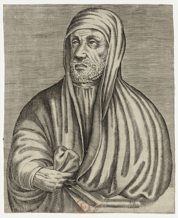 Avicenna as imagined in a later engraving.