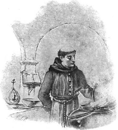 Brother Lawrence at work in the kitchen (imagined likeness, c. 1900).