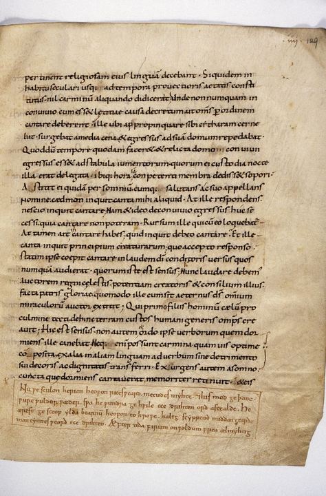 Oxford, Bodleian Library, MS Hatton 43, fol 129r (Cædmon's Hymn)