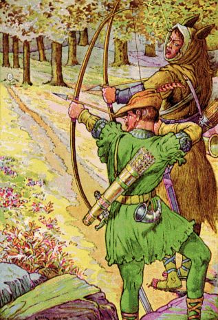 Robin shoots with sir Guy by Louis Rhead 1912 (Robin Hood)