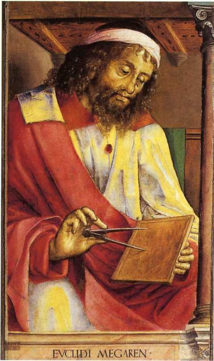 Euclid as imagined by Justus van Gent (c. 1474), Studiolo of Federico da Montefeltro.