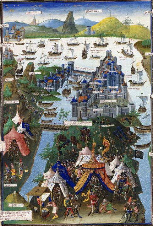 The siege of Constantinople, miniature by Jean Le Tavernier (after 1455).