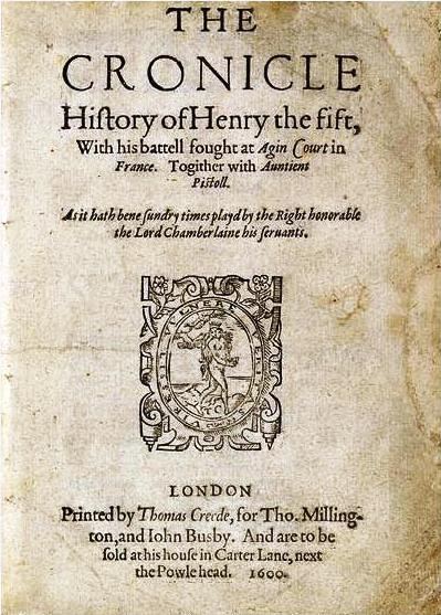 Henry V 1600 Q titlepage (Henry V)