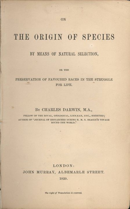 Origin of Species title page (On the Origin of Species)