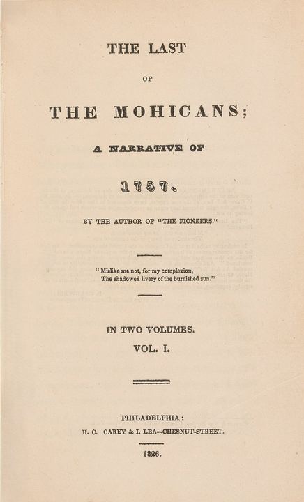 The Last of the Mohicans title page (1826) (The Last of the Mohicans)