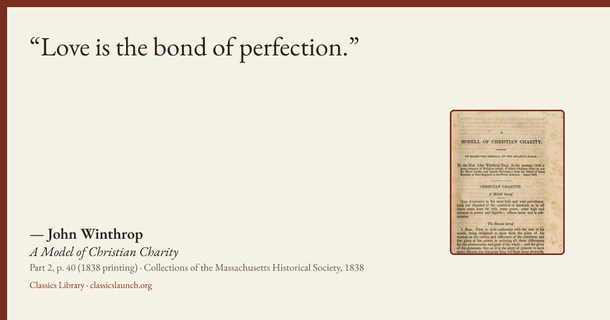 Quote card: Love is the bond of perfection.