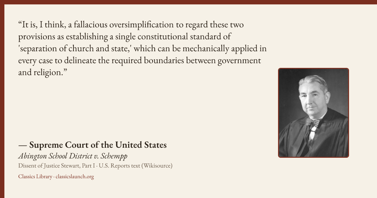 Quote card: It is, I think, a fallacious oversimplification to regard these two provisions a