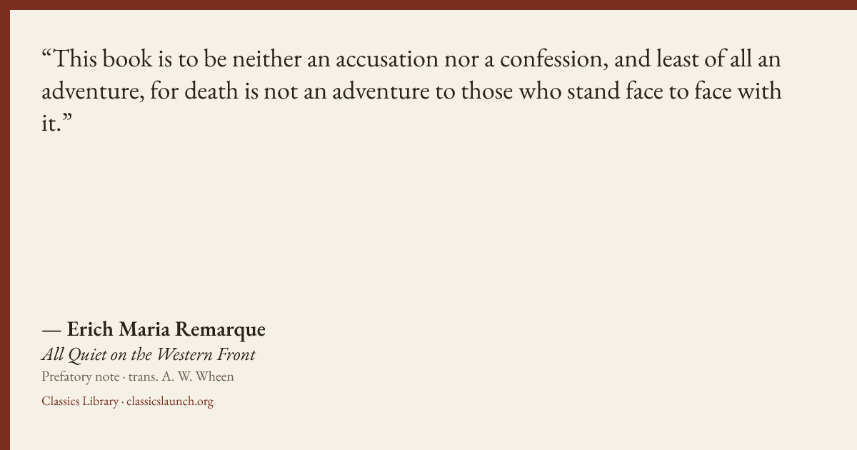 Quote card: This book is to be neither an accusation nor a confession, and least of all an a