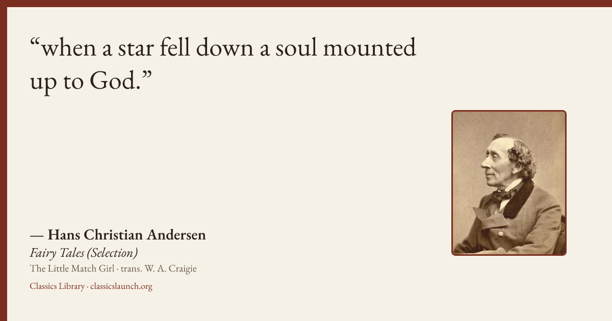 Quote card: when a star fell down a soul mounted up to God.
