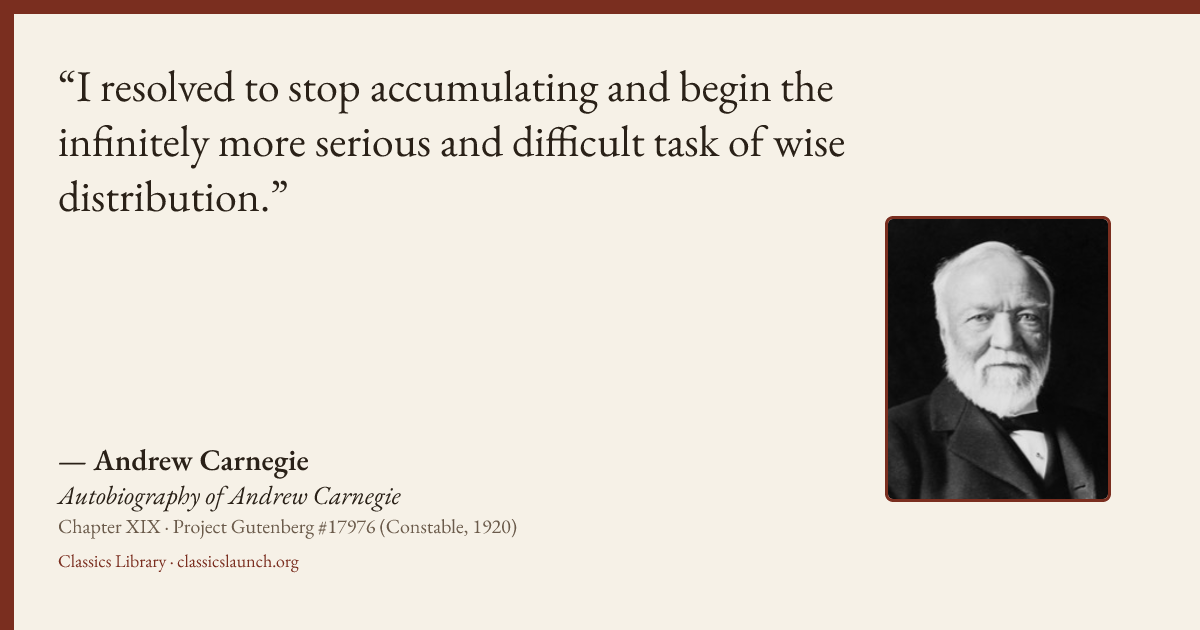 Quote card: I resolved to stop accumulating and begin the infinitely more serious and diffic