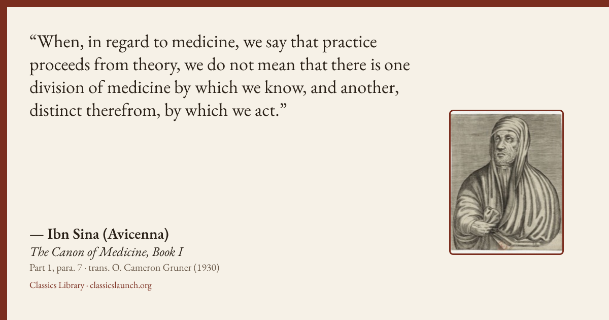 Quote card: When, in regard to medicine, we say that practice proceeds from theory, we do no
