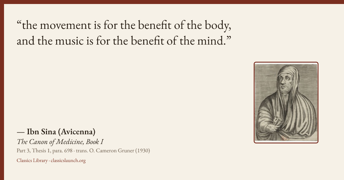 Quote card: the movement is for the benefit of the body, and the music is for the benefit of