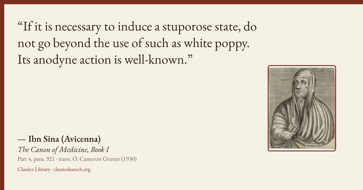 Quote card: If it is necessary to induce a stuporose state, do not go beyond the use of such