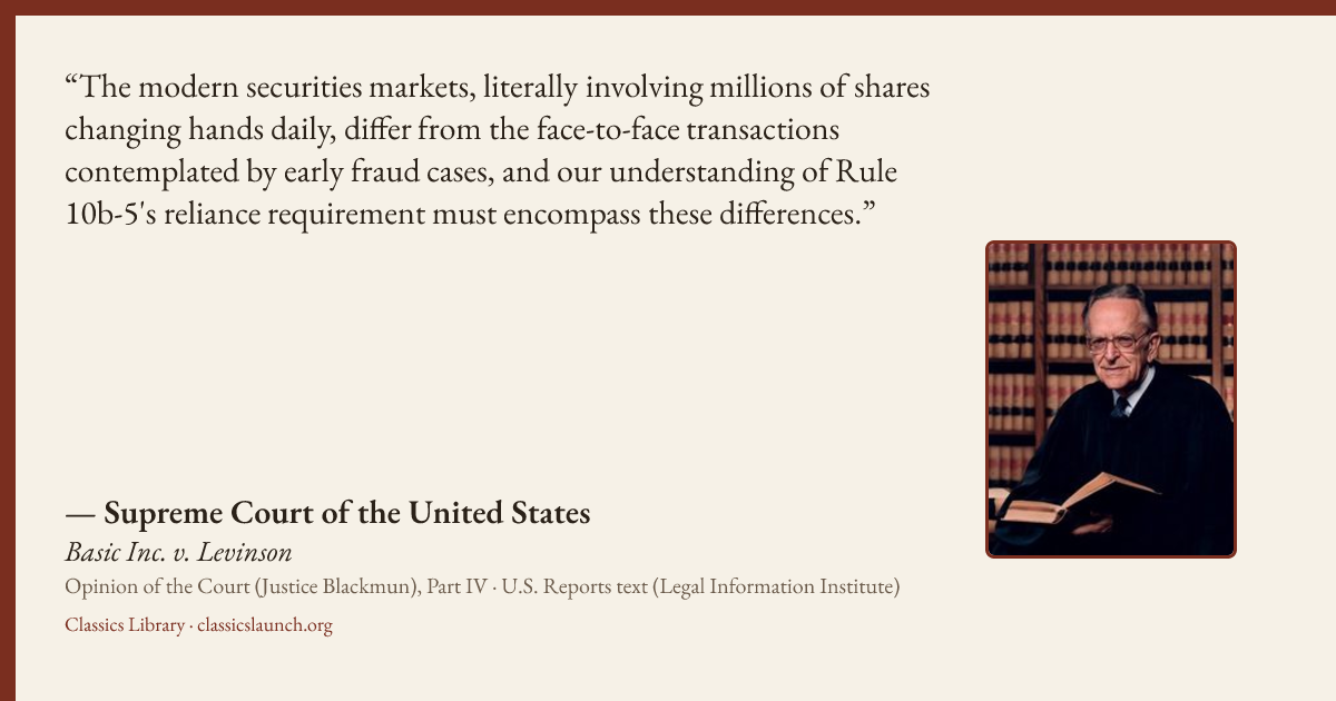 Quote card: The modern securities markets, literally involving millions of shares changing h