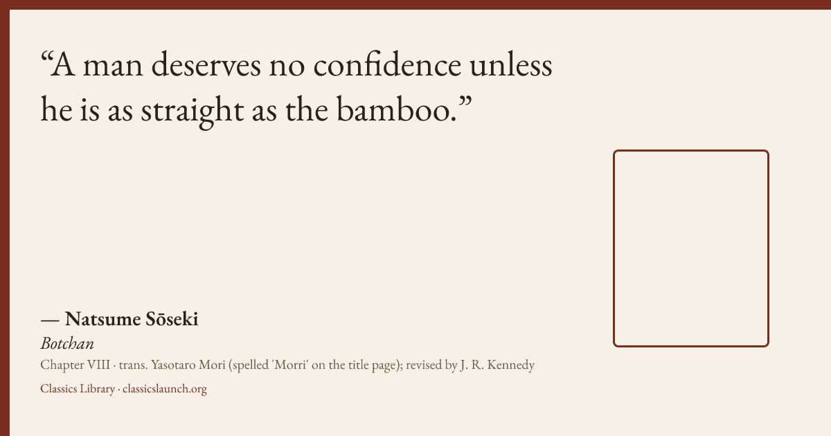 Quote card: A man deserves no confidence unless he is as straight as the bamboo.
