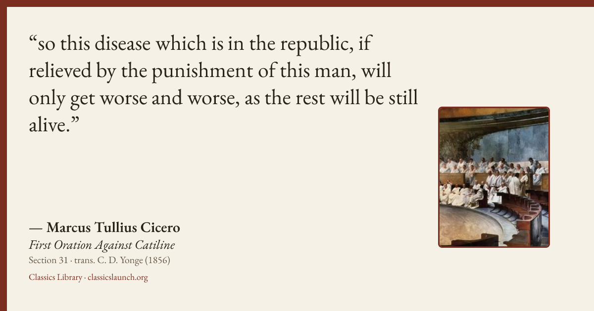 Quote card: so this disease which is in the republic, if relieved by the punishment of this