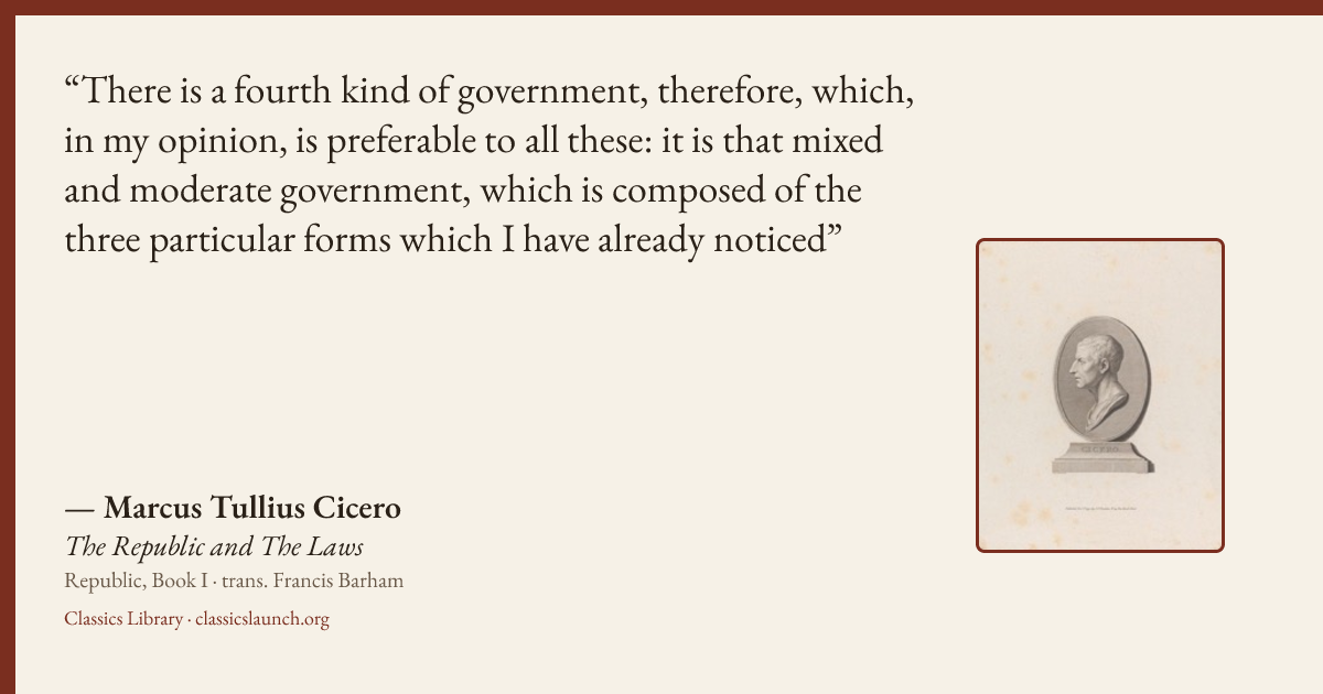 Quote card: There is a fourth kind of government, therefore, which, in my opinion, is prefer