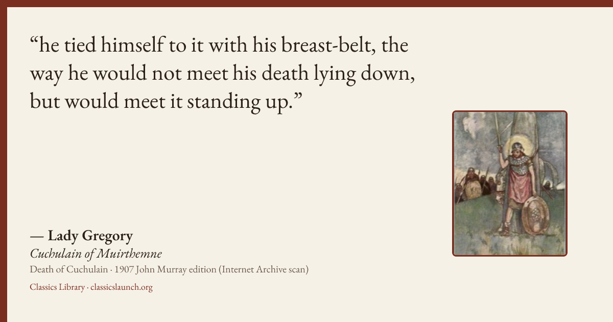 Quote card: he tied himself to it with his breast-belt, the way he would not meet his death
