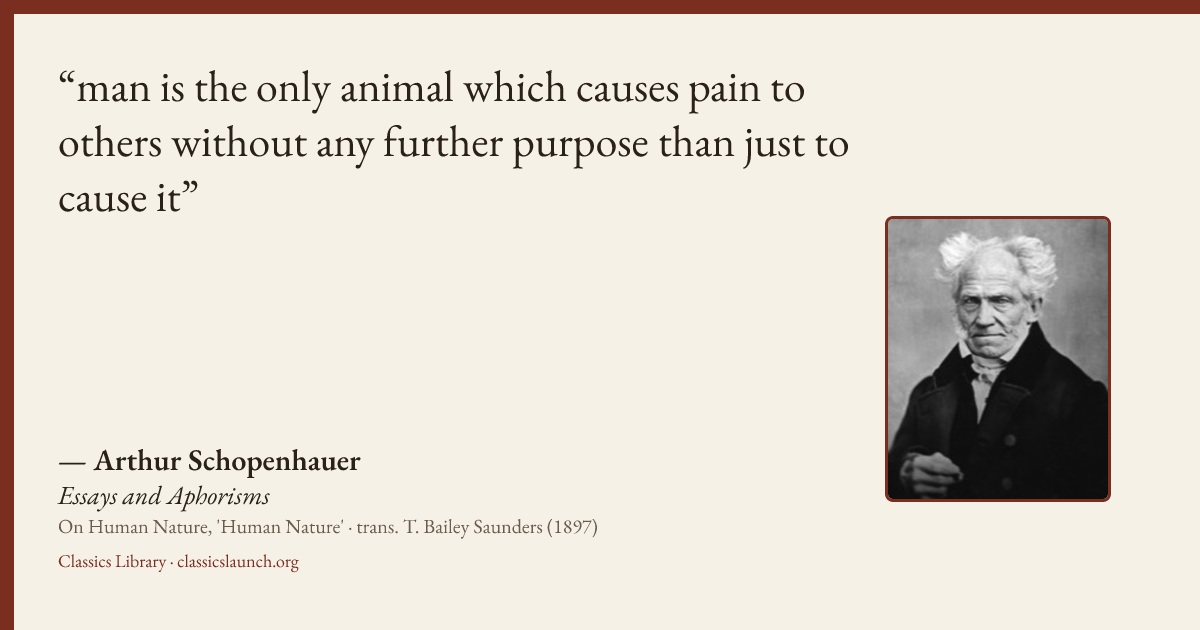 Quote card: man is the only animal which causes pain to others without any further purpose t