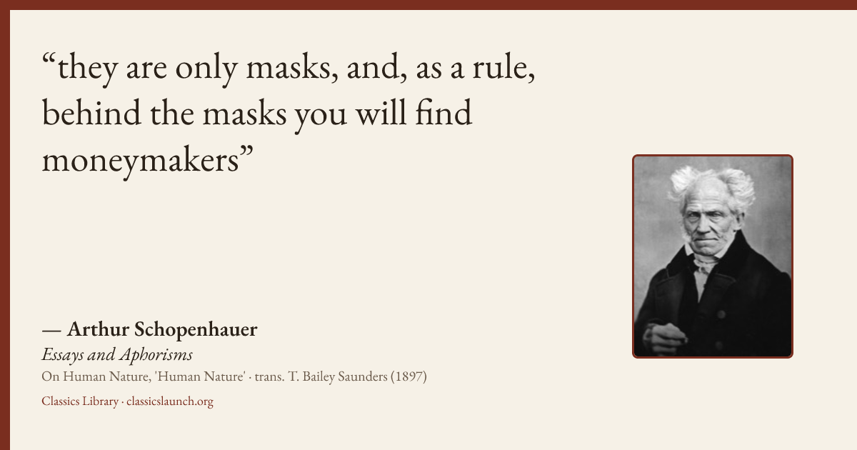 Quote card: they are only masks, and, as a rule, behind the masks you will find moneymakers