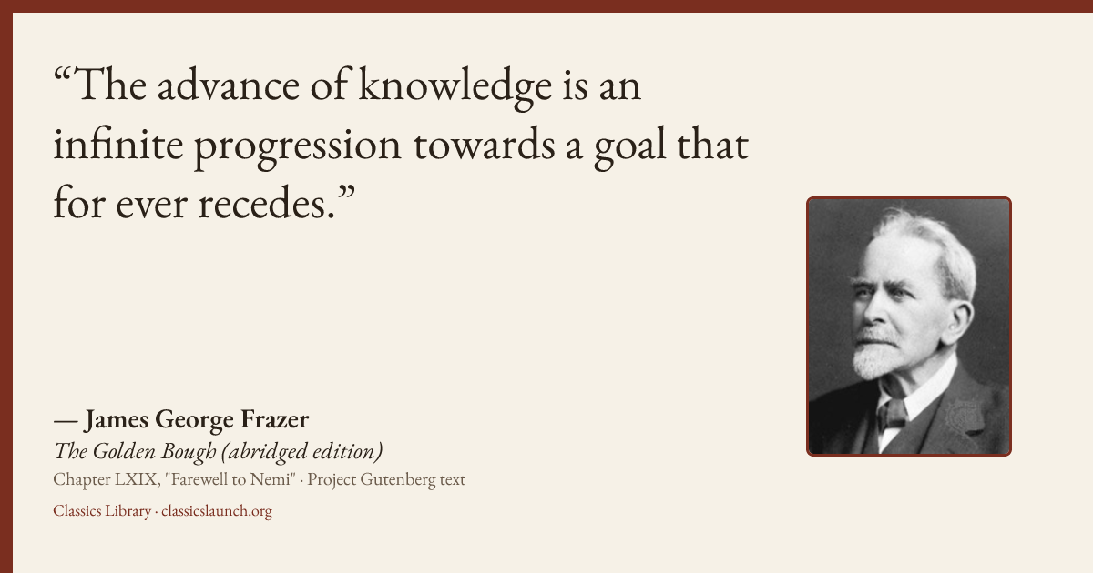 Quote card: The advance of knowledge is an infinite progression towards a goal that for ever