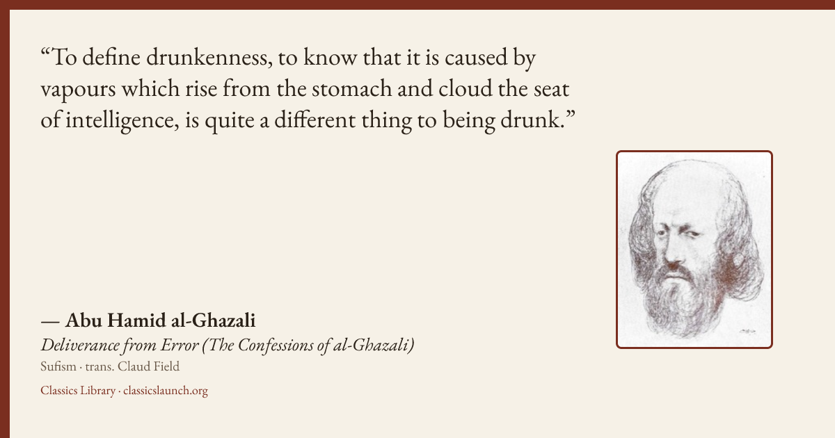 Quote card: To define drunkenness, to know that it is caused by vapours which rise from the