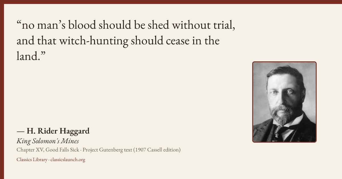 Quote card: no man’s blood should be shed without trial, and that witch-hunting should cease