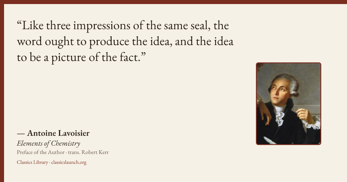 Quote card: Like three impressions of the same seal, the word ought to produce the idea, and
