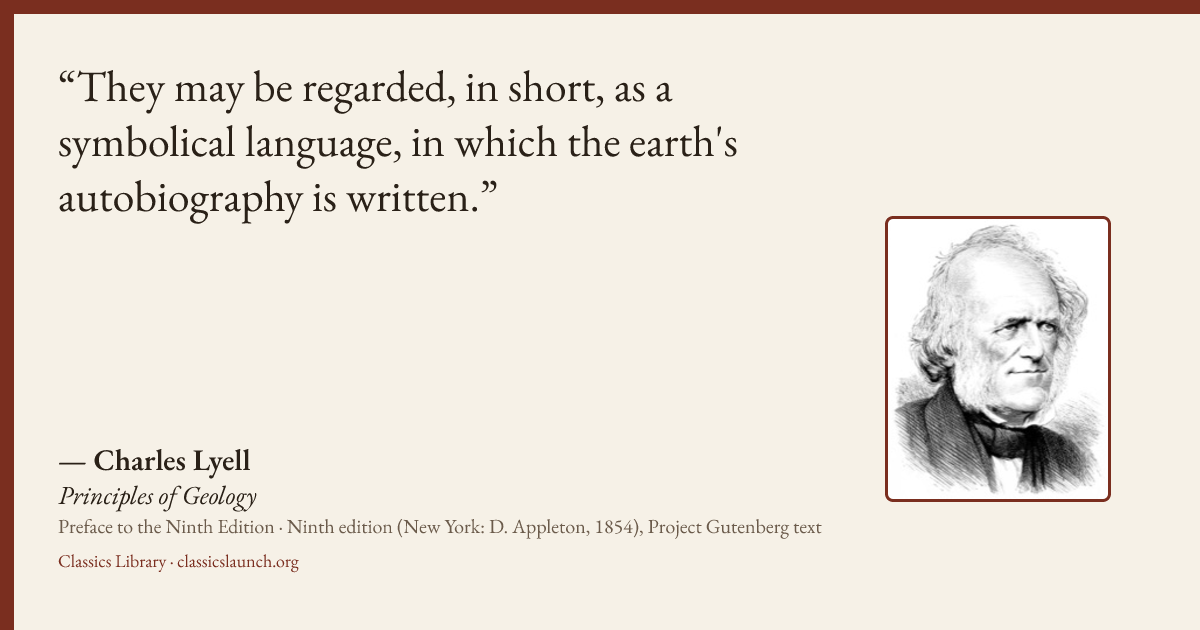 Quote card: They may be regarded, in short, as a symbolical language, in which the earth's a