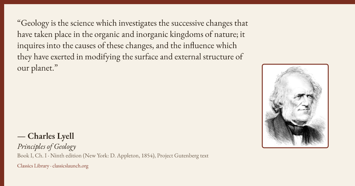 Quote card: Geology is the science which investigates the successive changes that have taken
