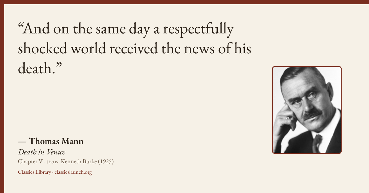 Quote card: And on the same day a respectfully shocked world received the news of his death.