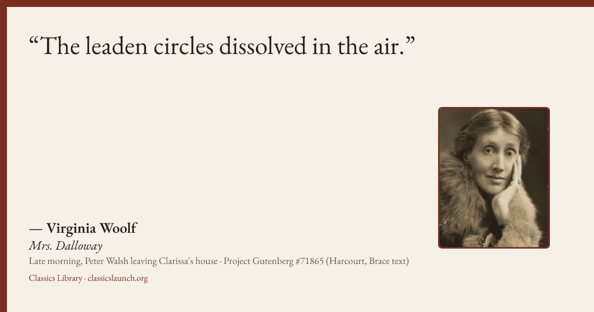 Quote card: The leaden circles dissolved in the air.