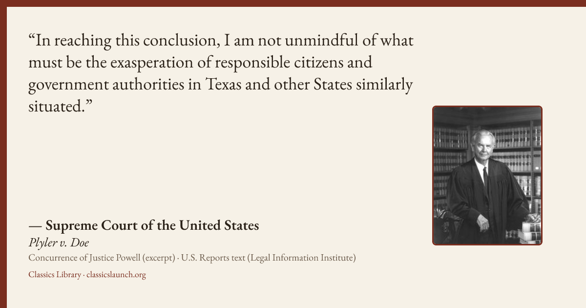 Quote card: In reaching this conclusion, I am not unmindful of what must be the exasperation