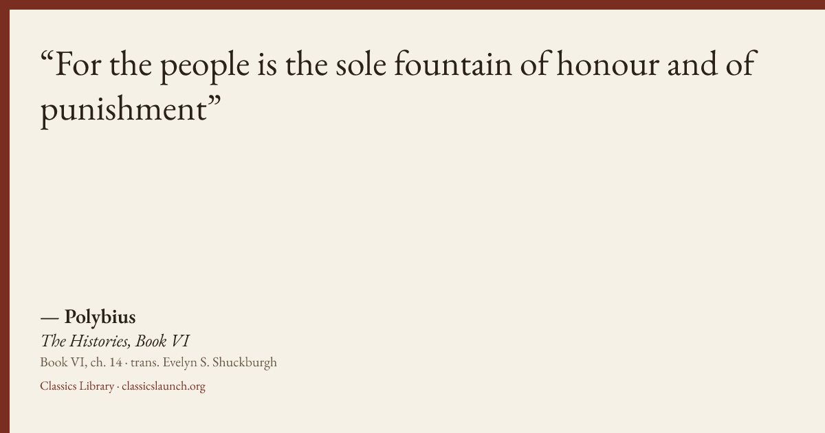 Quote card: For the people is the sole fountain of honour and of punishment
