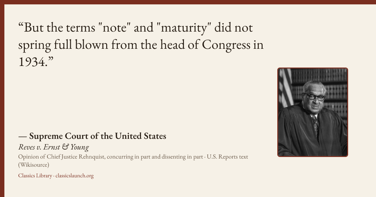 Quote card: But the terms "note" and "maturity" did not spring full blown from the head of C