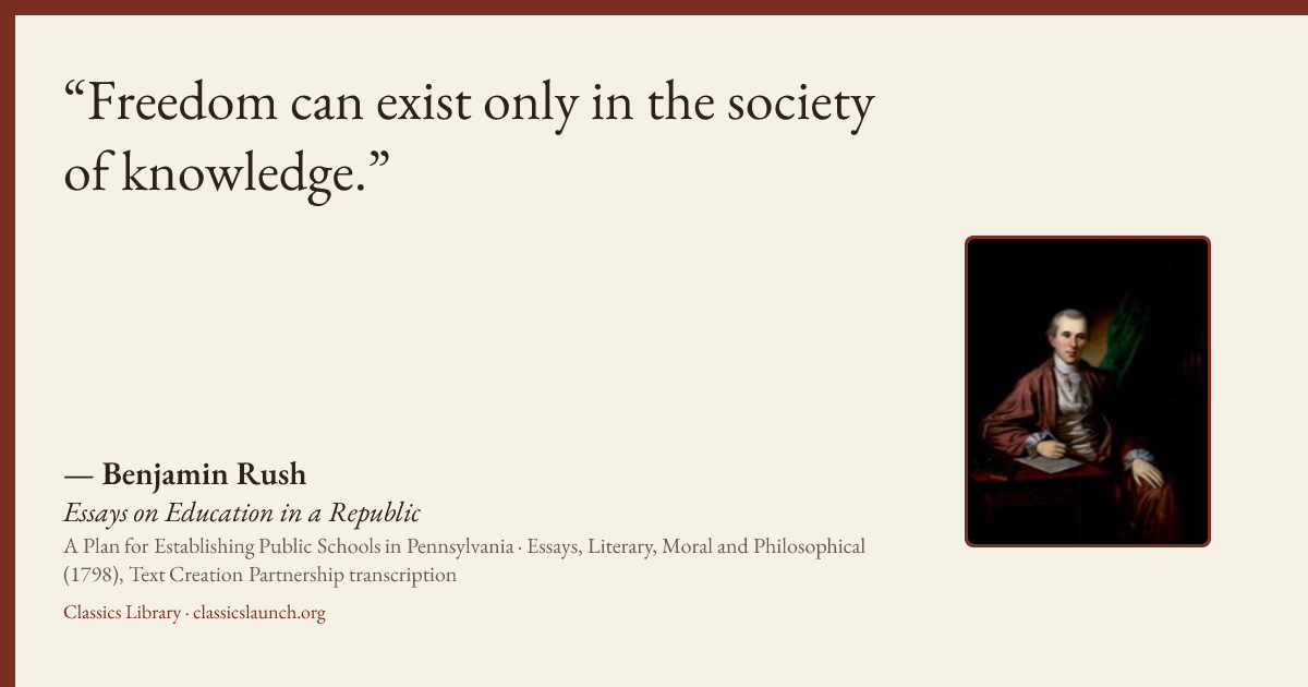Quote card: Freedom can exist only in the society of knowledge.