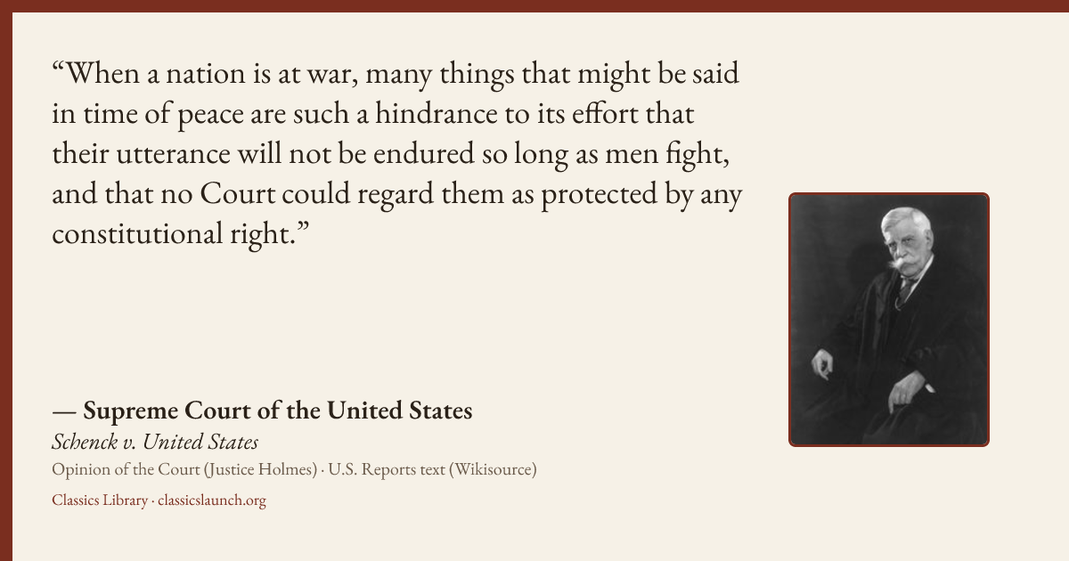 Quote card: When a nation is at war, many things that might be said in time of peace are suc