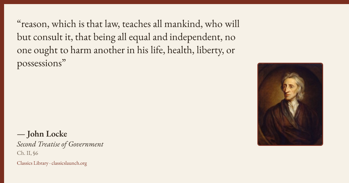 Quote card: reason, which is that law, teaches all mankind, who will but consult it, that be