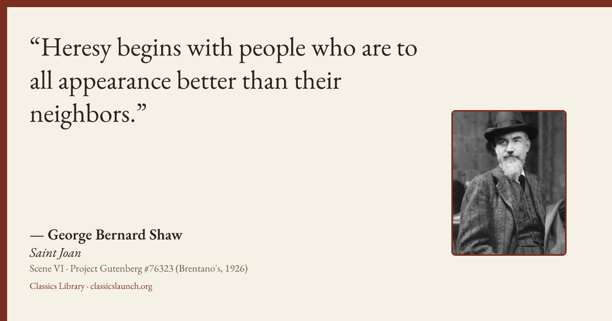 Quote card: Heresy begins with people who are to all appearance better than their neighbors.