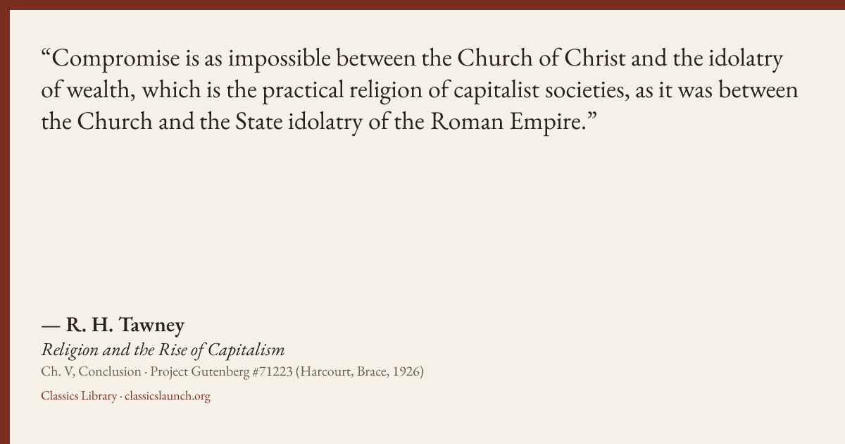 Quote card: Compromise is as impossible between the Church of Christ and the idolatry of wea