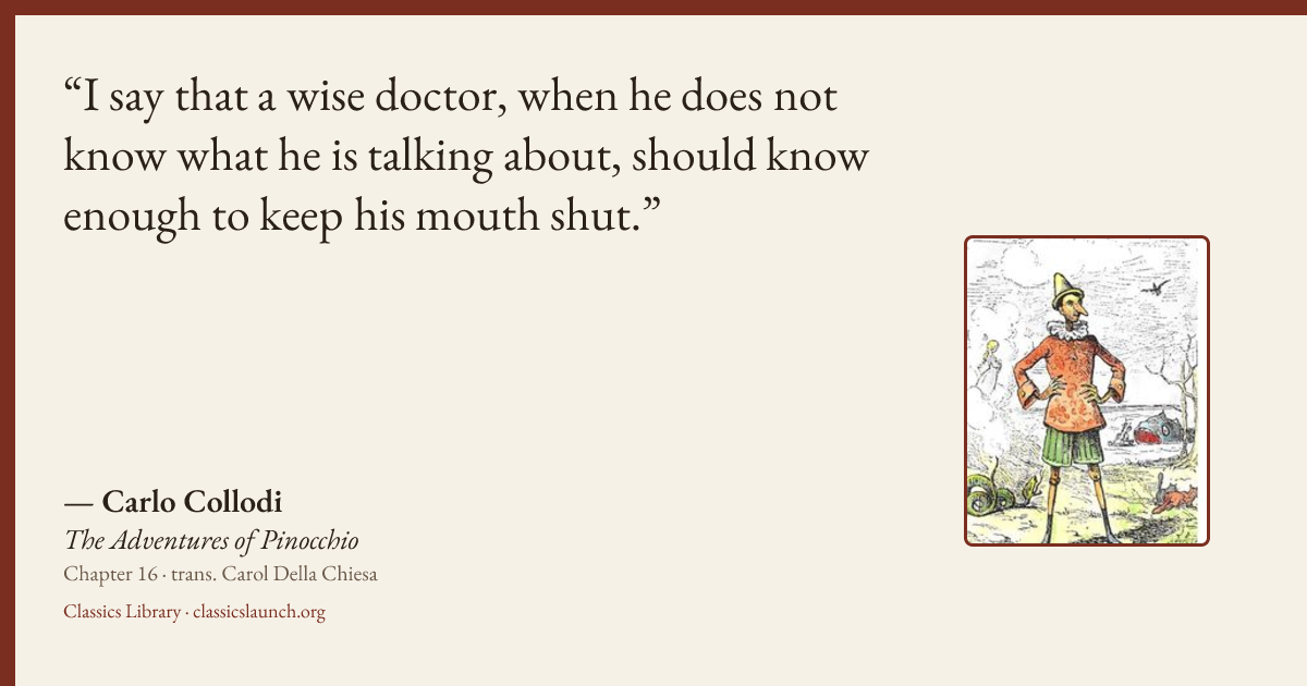 Quote card: I say that a wise doctor, when he does not know what he is talking about, should