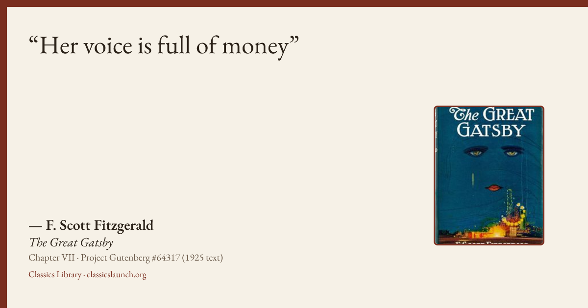 Quote card: Her voice is full of money