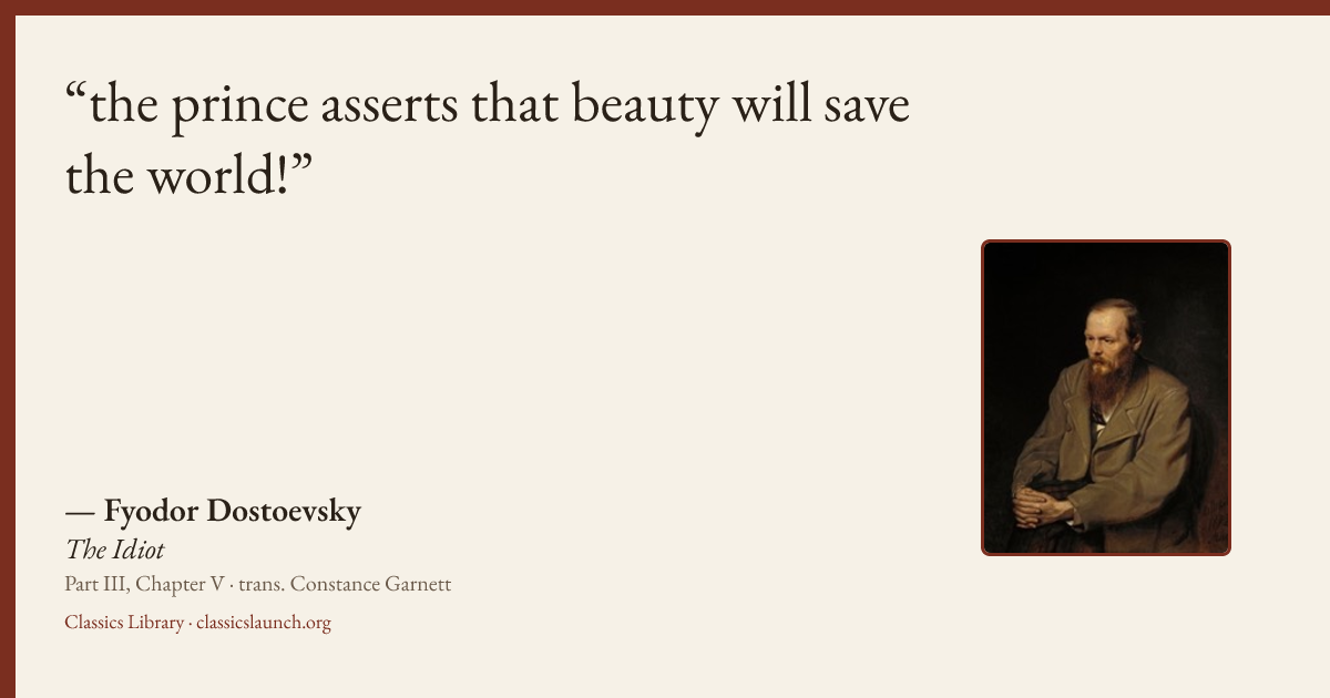Quote card: the prince asserts that beauty will save the world!