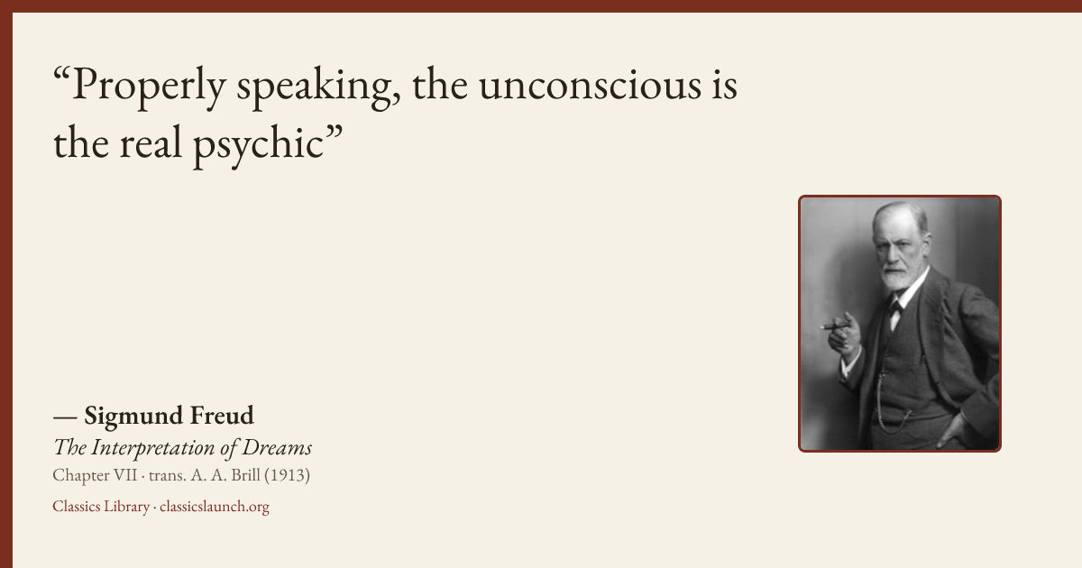 Quote card: Properly speaking, the unconscious is the real psychic