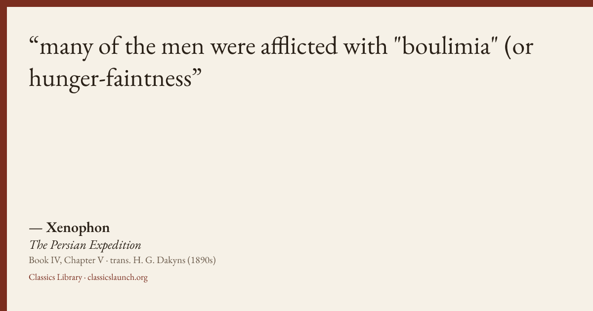 Quote card: many of the men were afflicted with "boulimia" (or hunger-faintness