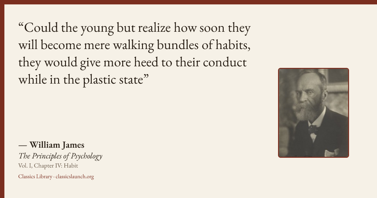 Quote card: Could the young but realize how soon they will become mere walking bundles of ha