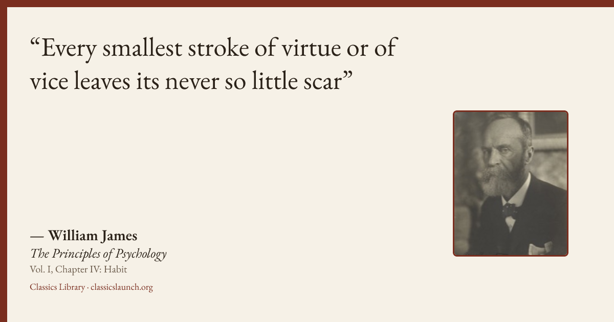 Quote card: Every smallest stroke of virtue or of vice leaves its never so little scar